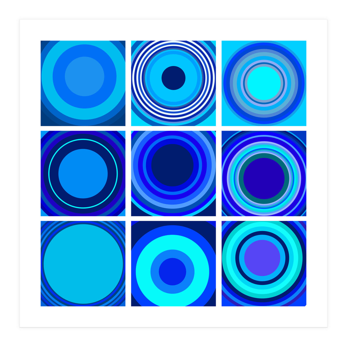 Circles & Rectangles Alt Blue 3 X 3: 3 (Print Only)
