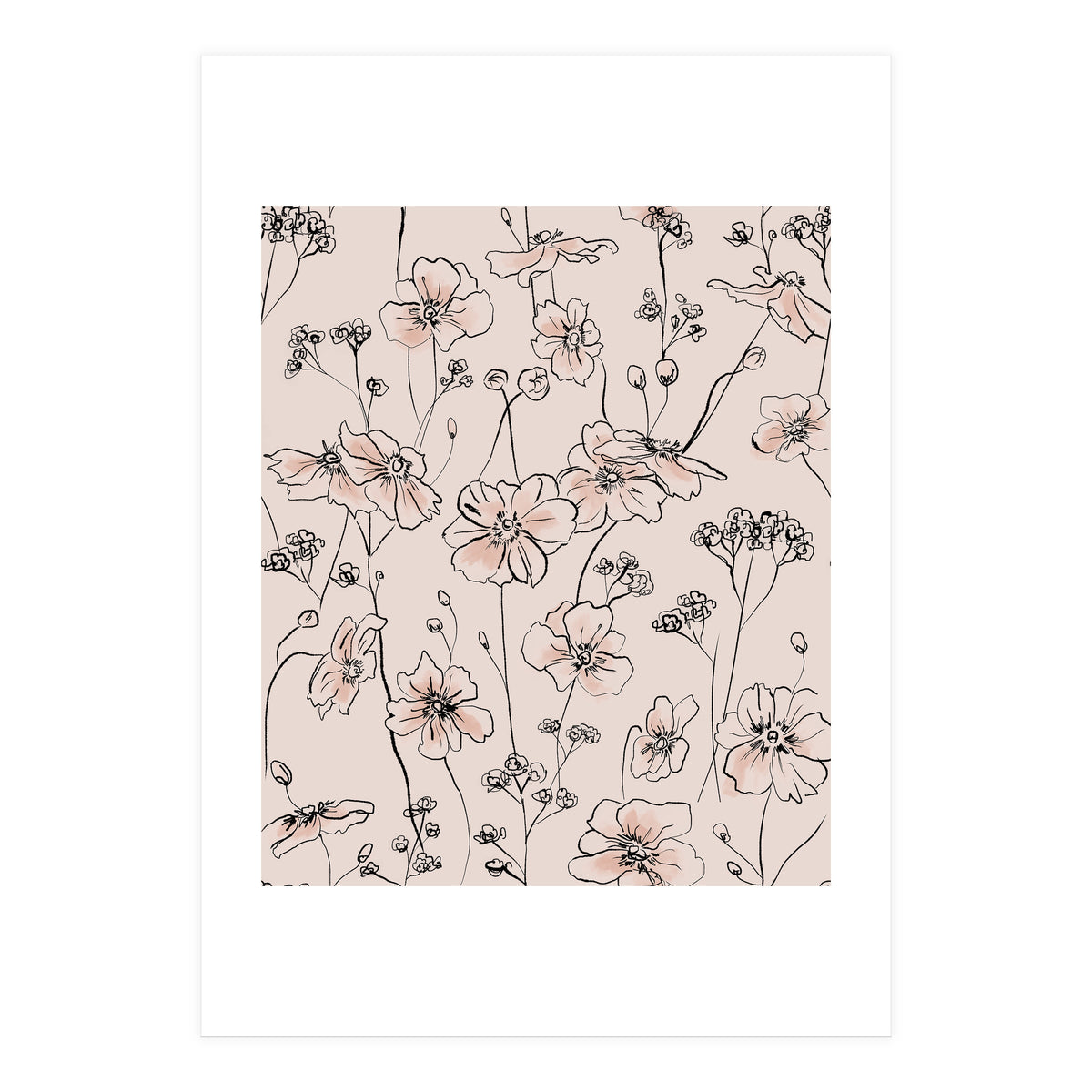 Wild Roses Floral Pattern (Print Only)