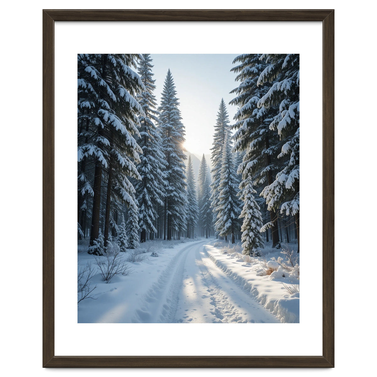 Serene Winter Wonderland Forest Road