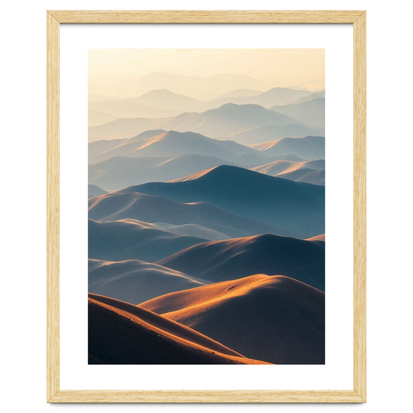 Misty Desert Mountain Range Art