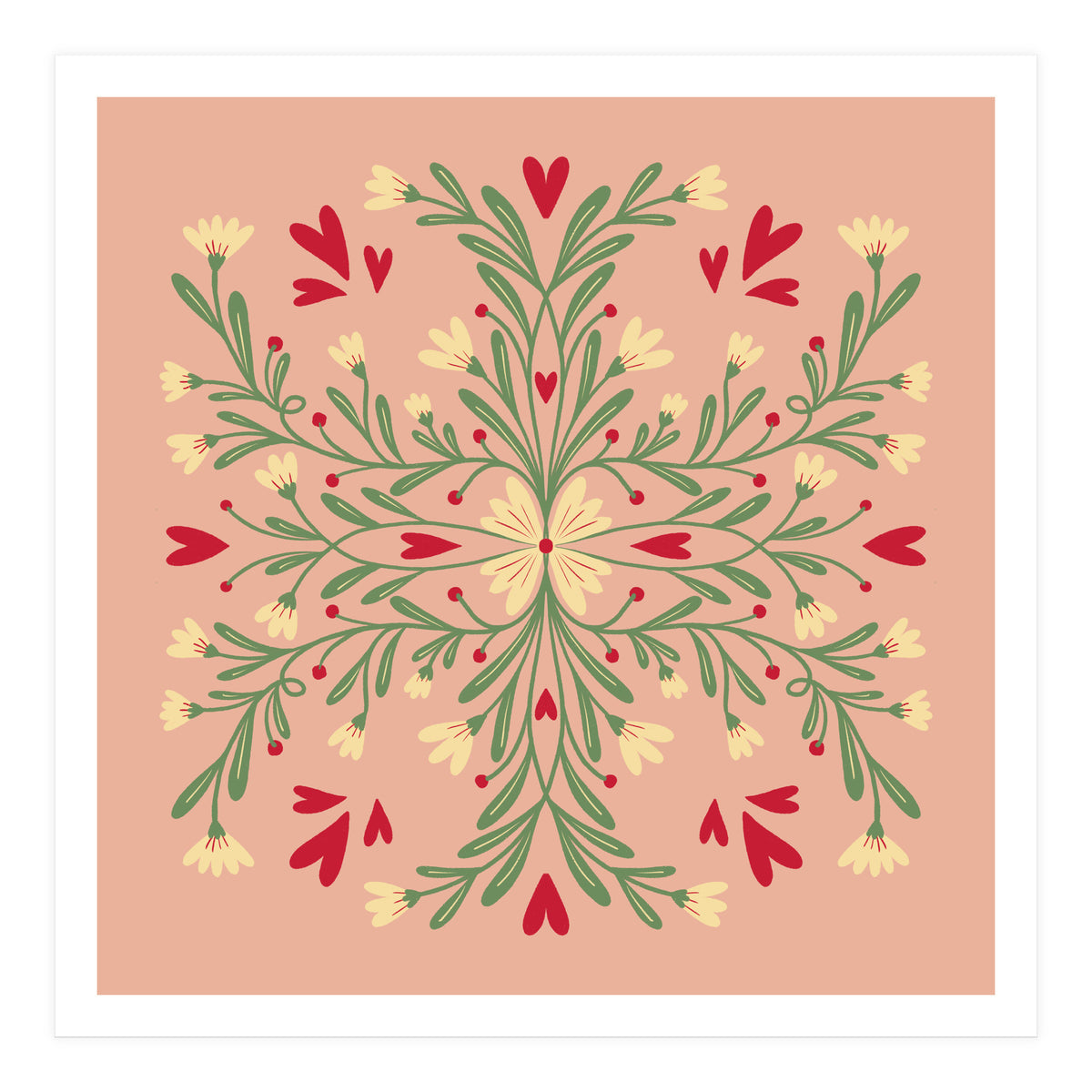 Flowers And Hearts  (Print Only)