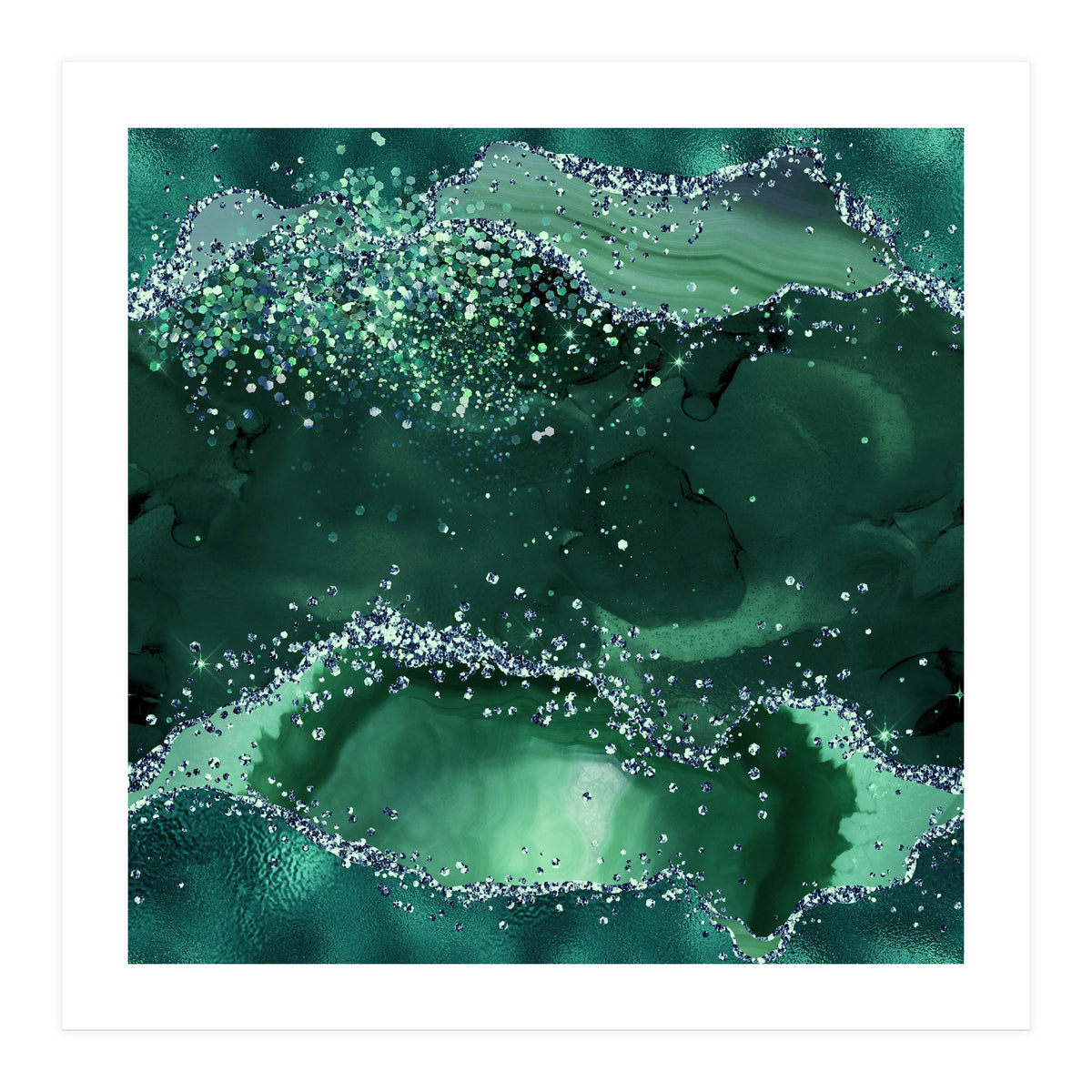 Emerald Glitter Agate Texture 04  (Print Only)
