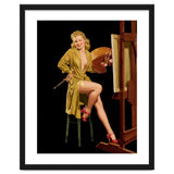 Young And Beautiful Woman Posing In Front Of The Painting Canvas thumbnail
