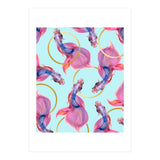 HullaHoops, Eclectic Colorful Fish Graphic Design, Animals Gold Rings Surrealism Quirky (Print Only) thumbnail