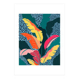 Teal & Tangerine, Botanical Nature Jungle Plants, Maximalism Eclectic Pop Of Color, Tropical Banana Leaves Bohemian Contemporary (Print Only) thumbnail