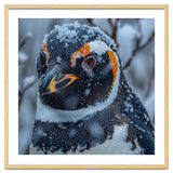 Penguin In Snow Falling Close Up Portrait thumbnail