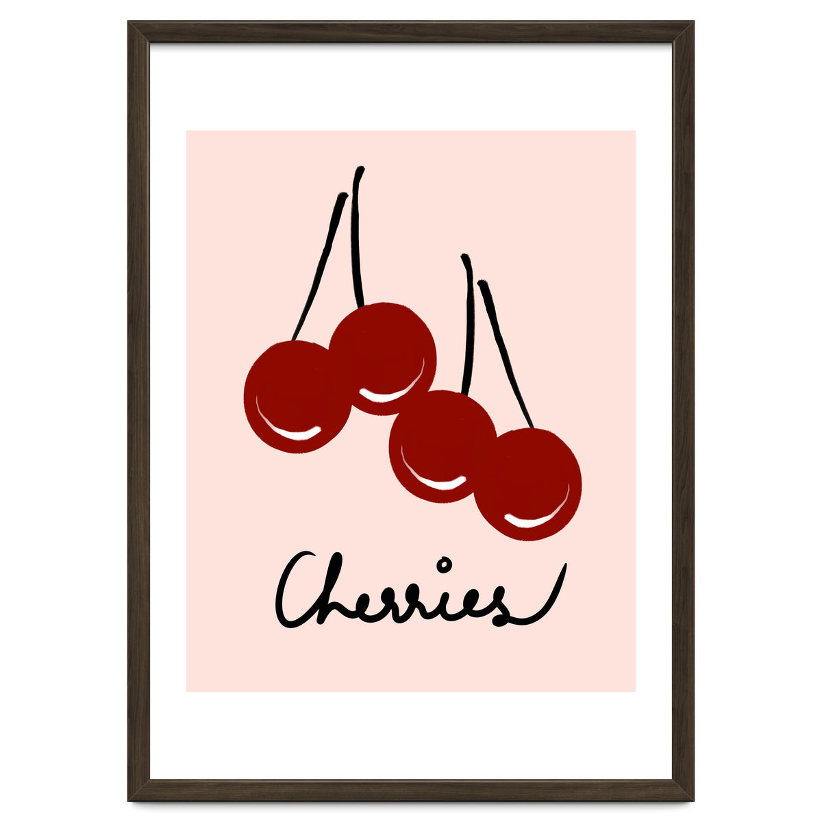 Cherries modern simple minimalistic red cute Fruit wall art