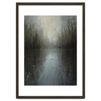 Ethereal Rainy Lake Forest Oil Painting