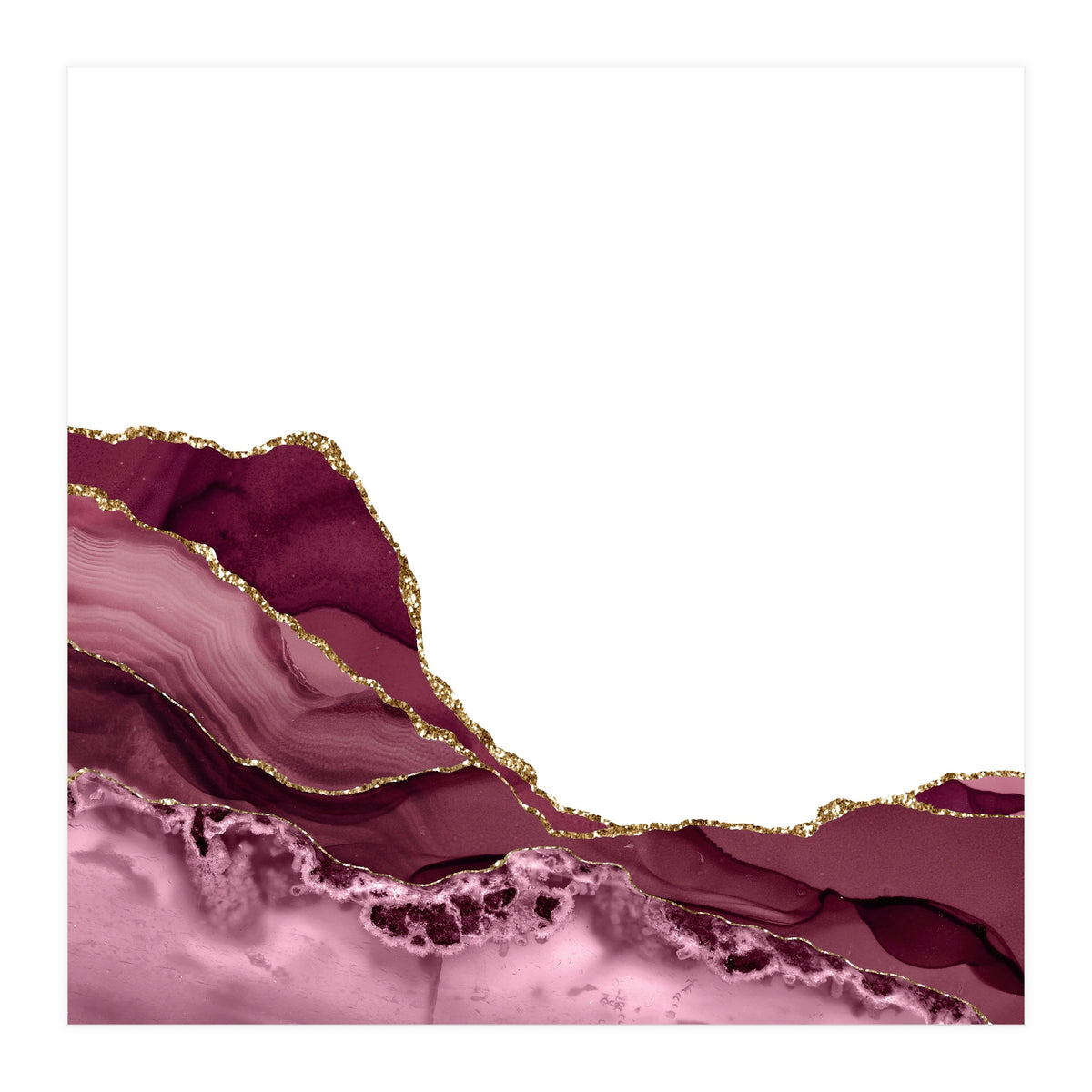 Burgundy & Gold Agate Texture 23  (Print Only)