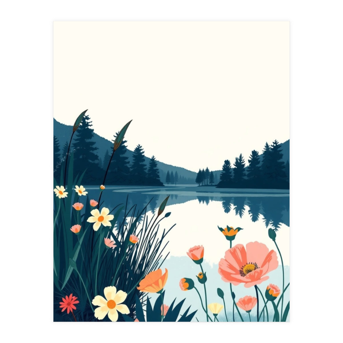 Nature Lake Calm Botanical (Print Only)