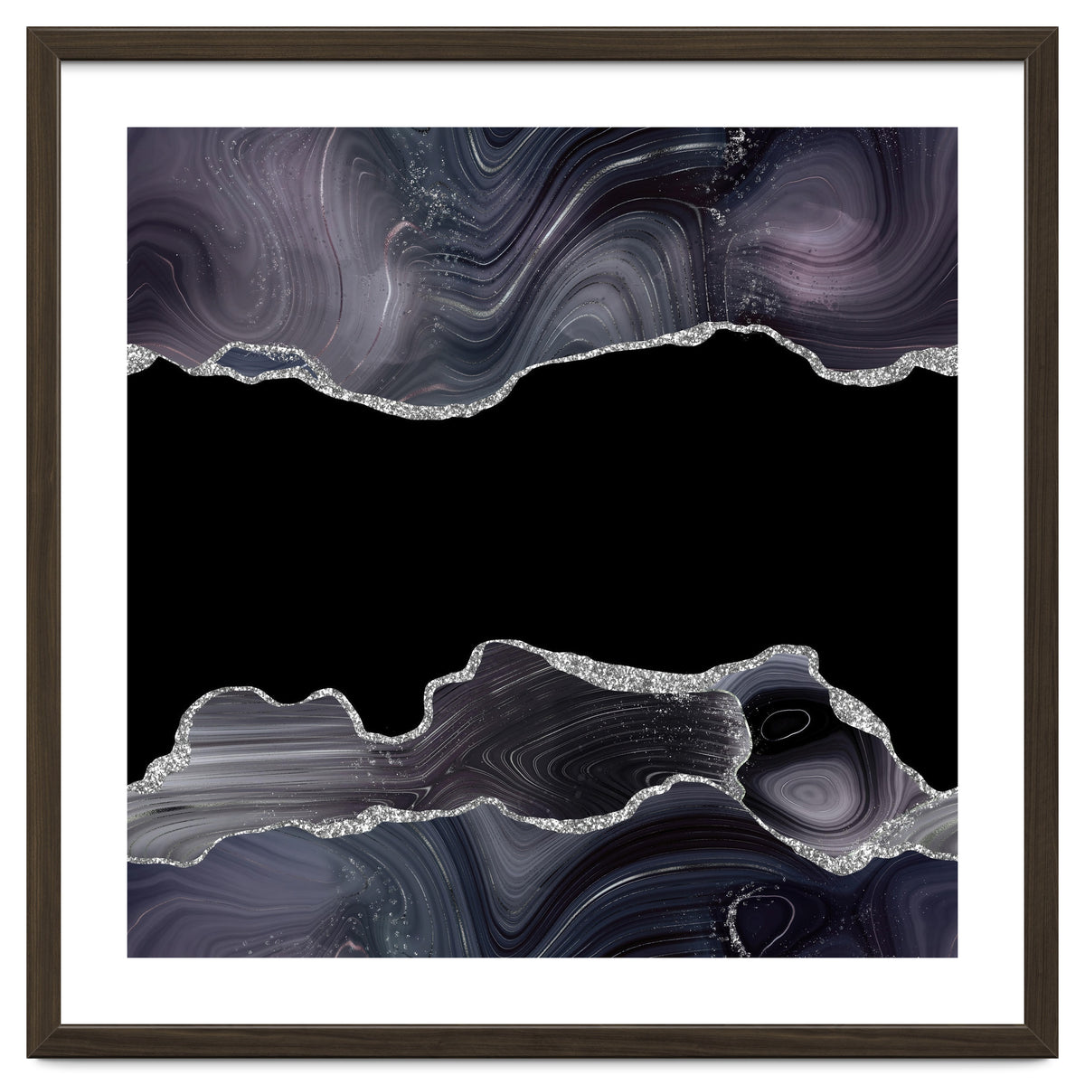 Black & Silver Glitter Agate Texture 03