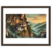 Vintage Bhutan, Mountain Monasteries Poster