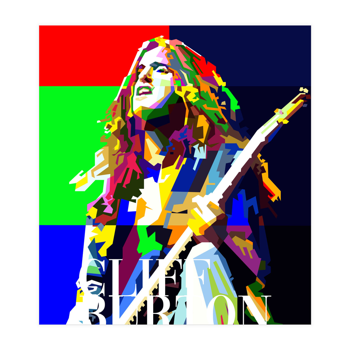 Cliff Burton Heavy Metal Bass Pop Art WPAP (Print Only)