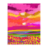 Two Suns, Pink Nature Painting Sky, Maximalist Landscape Pop Of Color Eclectic, Sunrise Sunset Meadow Boho Modern Contemporary (Print Only) thumbnail