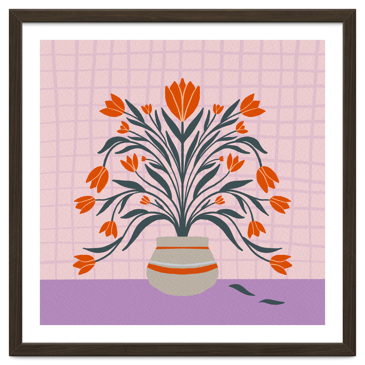 Tulips in a vase - orange and violet
