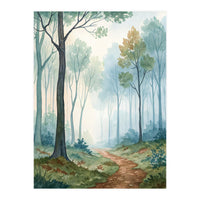 Ethereal Misty Forest Watercolor Art Print (Print Only)