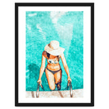 Pool Fashion | Modern Bohemian Woman Swim Watercolor Painting | Contemporary Travel thumbnail