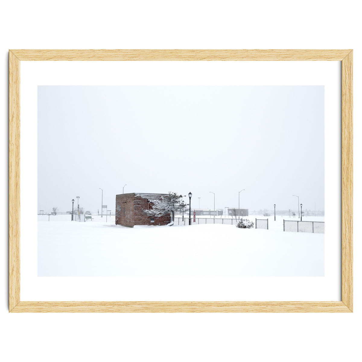Barn in the winter snowscape
