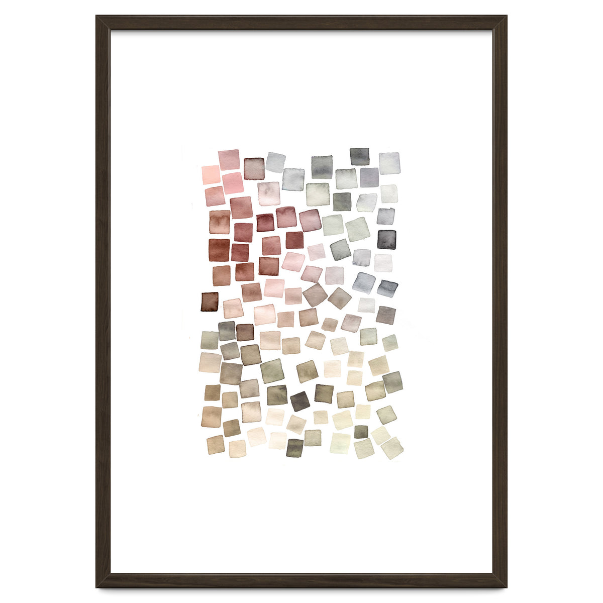 Watercolor Geometric Square Shapes Red