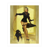 Pinup Girl In Black Dress On A Hall Experiencing Sudden Wind (Print Only) thumbnail