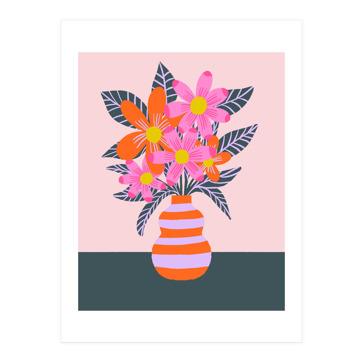 Colorful Flowers In a Vase (Print Only)