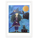 Cassandra, the Little Witch, with Merlin, the cat, and Circe, the Raven thumbnail