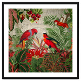 Vintage Rainforest With Tropical Red Parrots thumbnail
