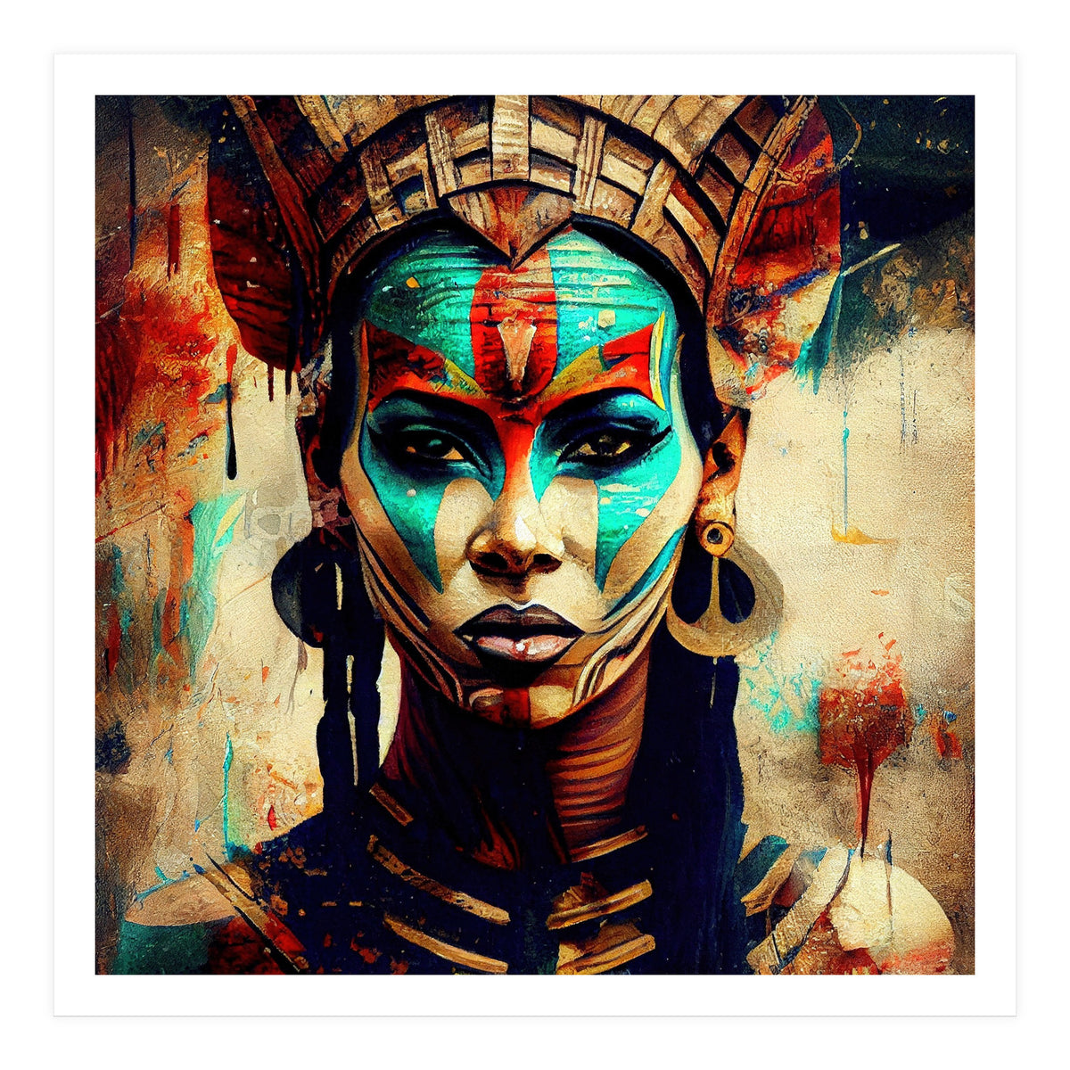 Armored Warrior Woman Portrait (Print Only)