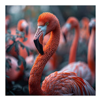 Beautiful Close Up Of A Pink Flamingo Bird (Print Only)