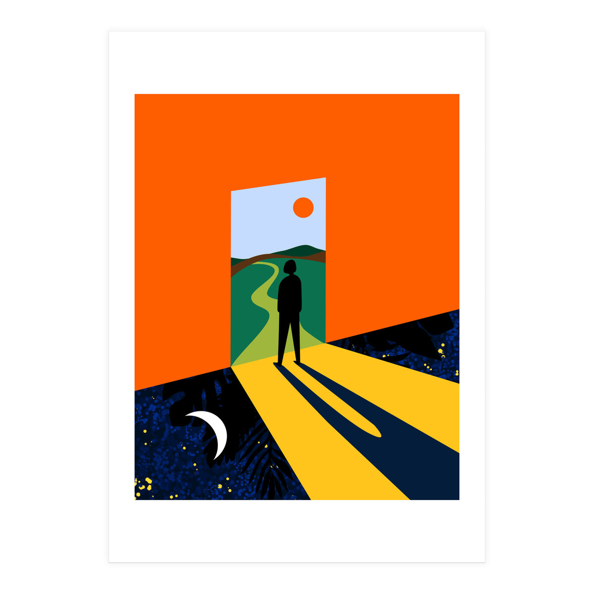 The Path Ahead, Abstract Concept Positivity Growth Mindset People, Eclectic Inspire Bohemian Contemporary Modern Pop Art (Print Only)