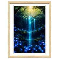 Ethereal Blue Waterfall: Magical Forest Oasis