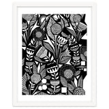 African Tribal, Black & White Abstract Drawing Sketch Line Art, Rustic Botanical Illustration, Bohemian Eclectic Scandinavian Vintage Bold thumbnail