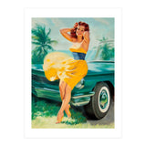Pinup Girl Posing In Front Of The Car (Print Only) thumbnail