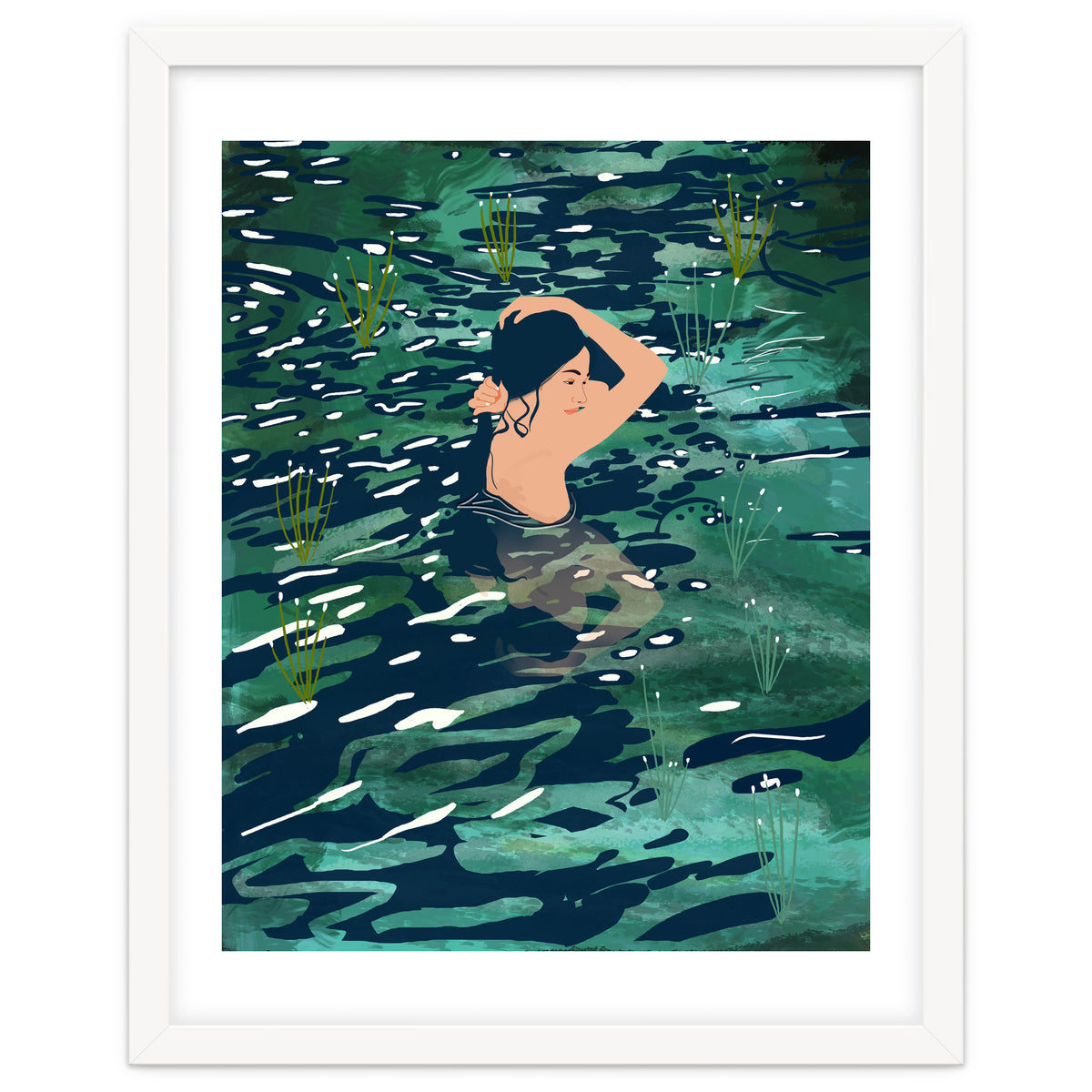 The Birth Of A Lake, Wild Nature Landscape Painting, Bohemian Woman Free Spirit