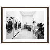 Minimalist Black and White Laundry Room Art, Washing Machine Photography thumbnail