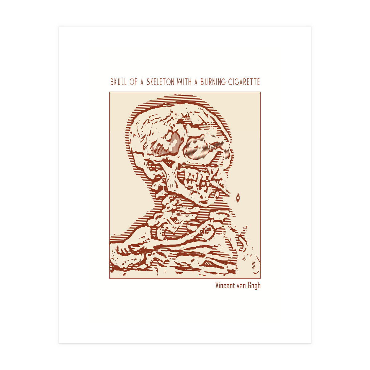 Skull Of A Skeleton With A Burning Cigarette (Print Only)
