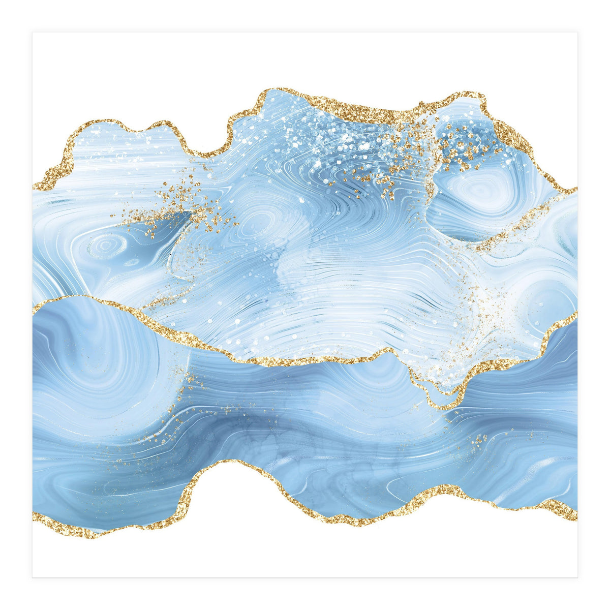 Blue & Gold Glitter Agate Texture 05 (Print Only)