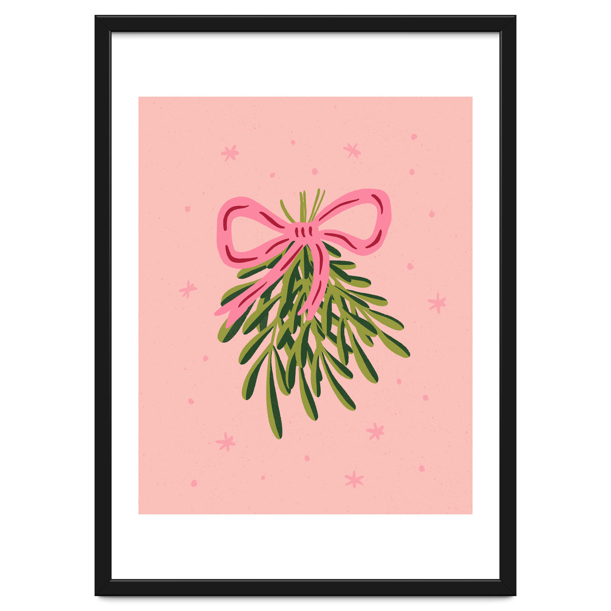 Mistletoe And Pink Bow
