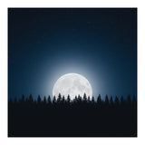 Midnight Serenity: Full Moon Over Forest Silhouettes (Print Only) thumbnail