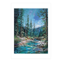 Whispers of the Azure Creek: A Textured Journey (Print Only)