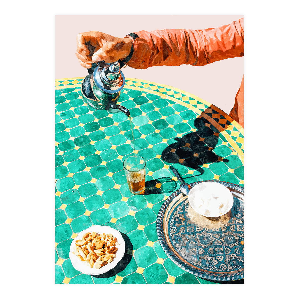 Chai, India Culture & People Painting, Exotic Travel Places Tea Bohemian Colorful Morocco Turkish (Print Only)