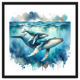 Mother And Calf Whales Watercolor thumbnail
