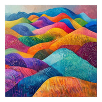 Vibrant Rainbow Rolling Hills Landscape (Print Only)