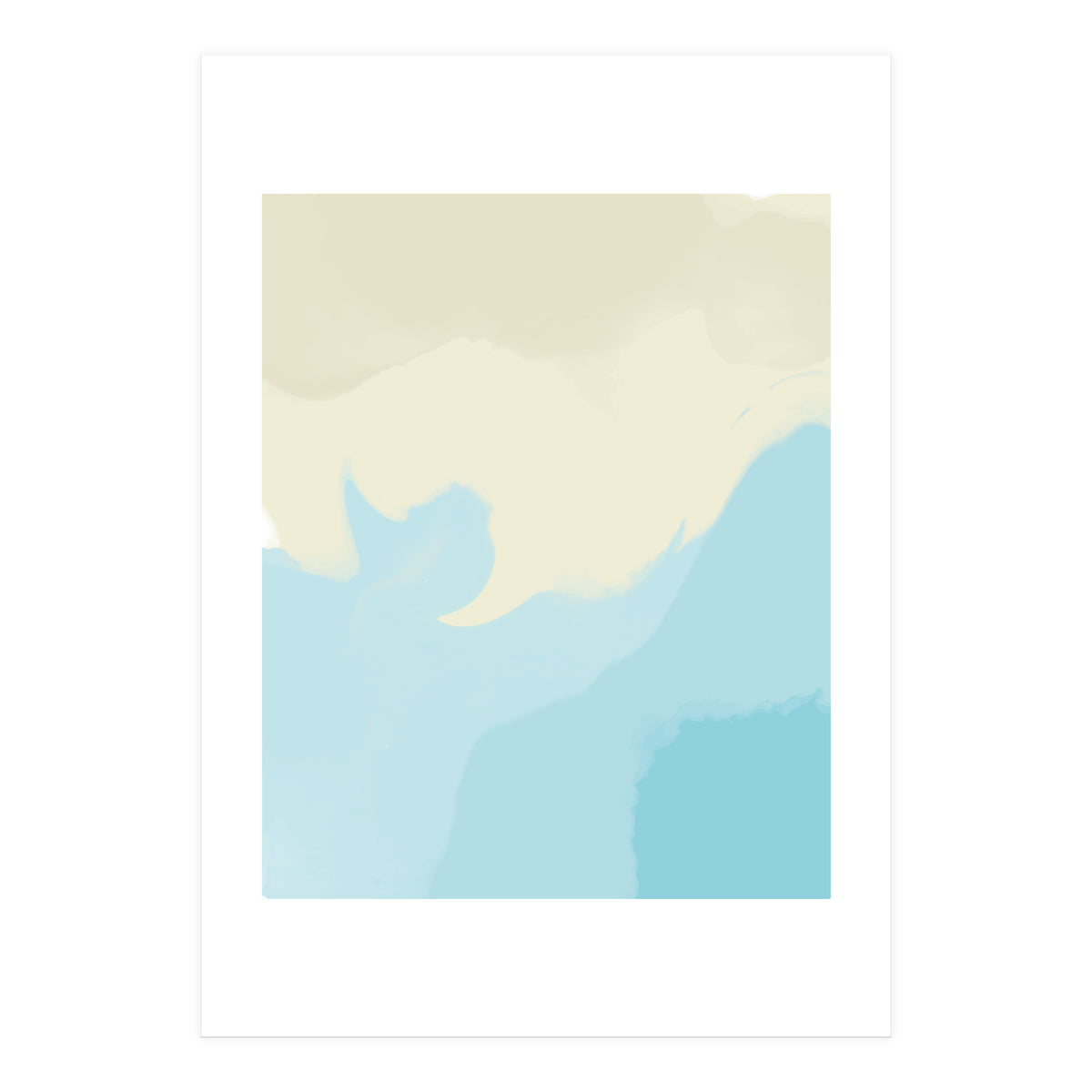 Mellow, Abstract Powder Blue Pastel Pearl Painting, Modern Simple Minimal Waves (Print Only)