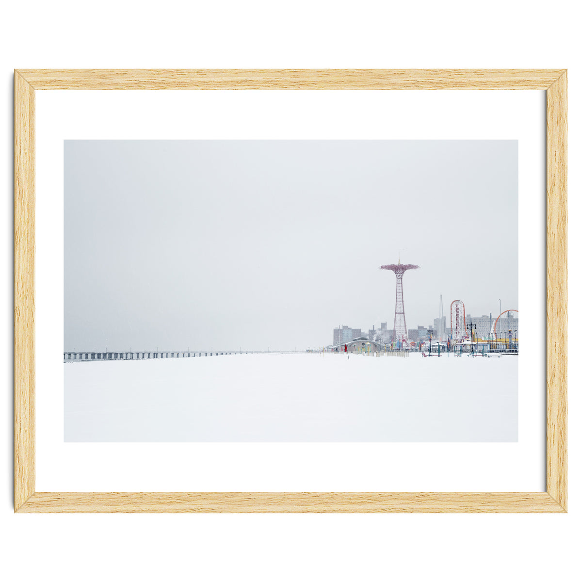 Amusement park in the winter seascape