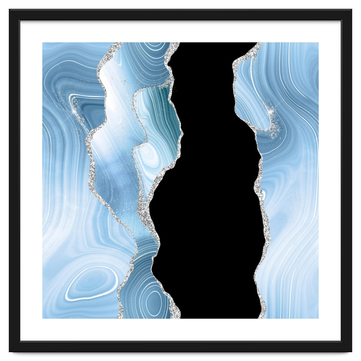 Blue & Silver Agate Glitter Texture 01