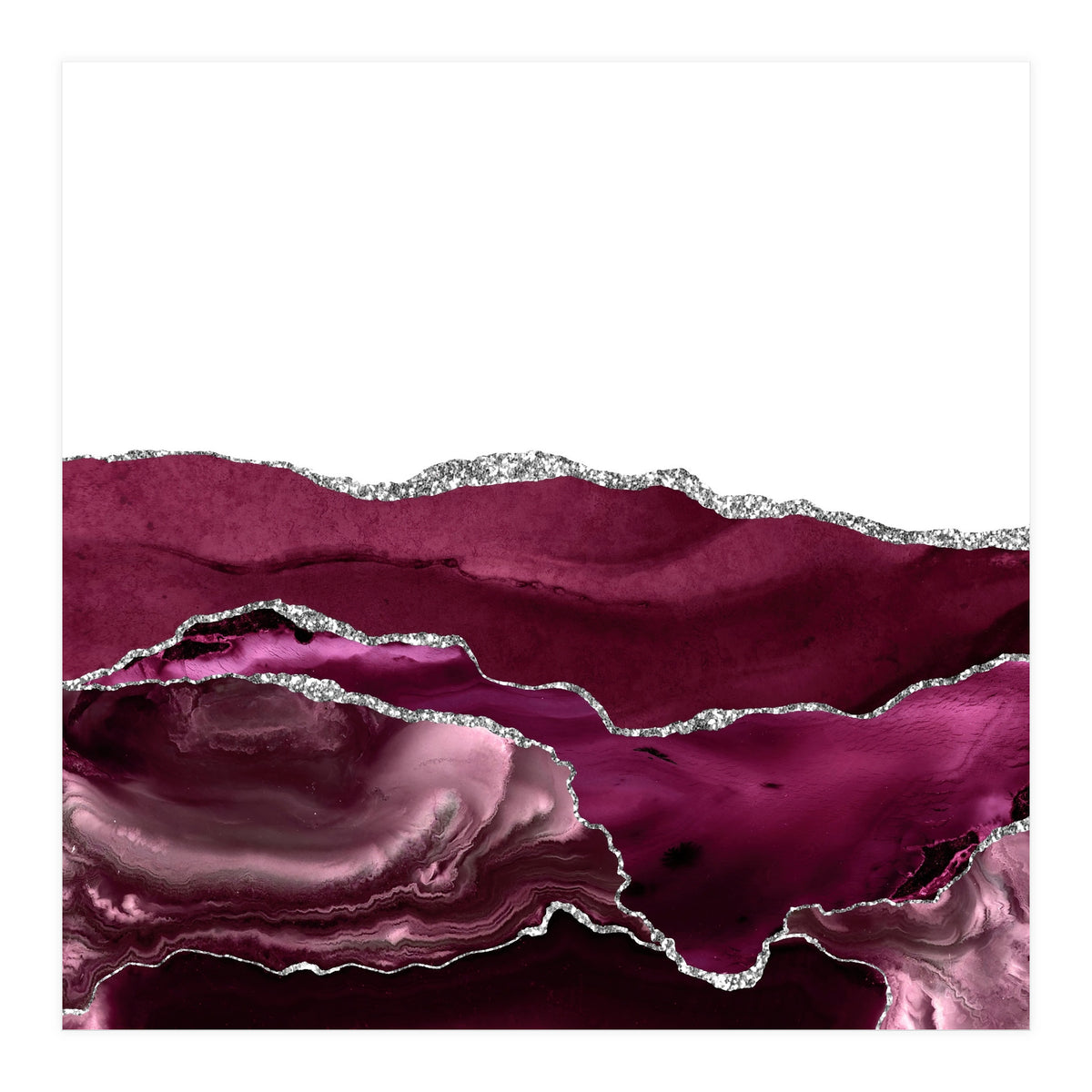 Burgundy & Silver Agate Texture 11  (Print Only)