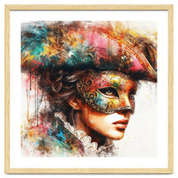 Watercolor Carnival Venetian Mask Woman