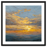 Atmospheric Golden Sunset Impasto Oil Painting Featuring Textured Clouds thumbnail