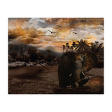 Elephant Scenic Golden Sunset African Wildlife Landscape (Print Only) thumbnail